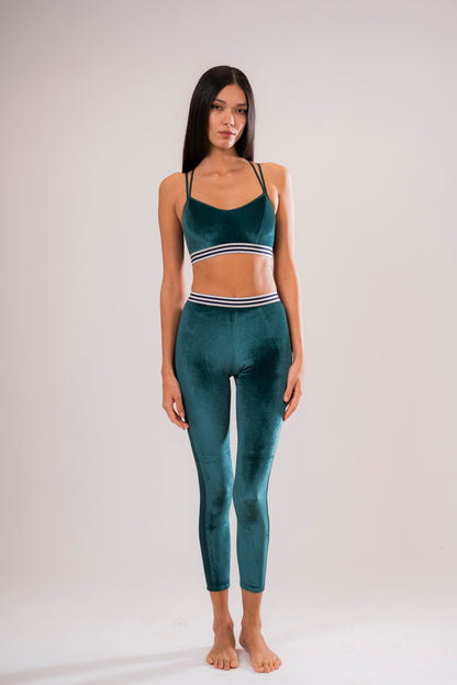 Green Velvet Sports Leggings